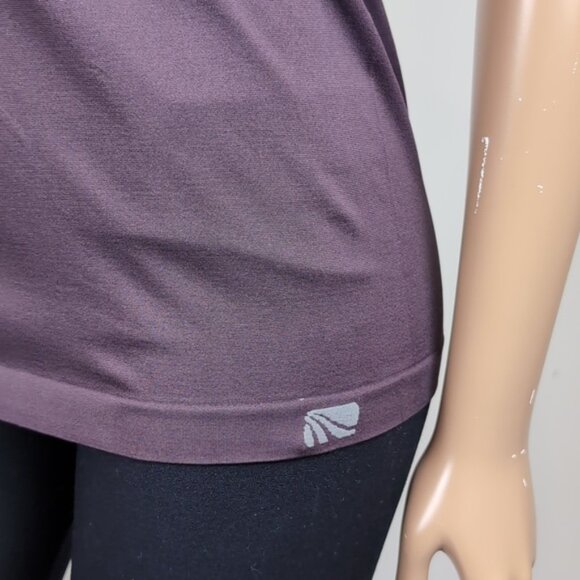 Marika Laser Cut Tank Top Sheer Fishnet Mesh Vneck Racerback Yoga Sporty Plum - Picture 5 of 9